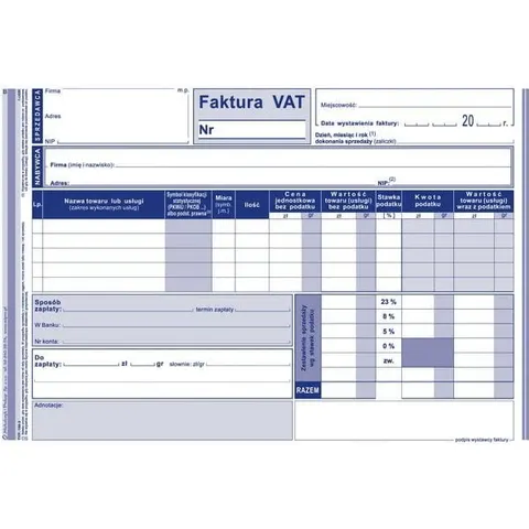 100-3E Faktura VAT A5 wielokopia MICHALCZYK i PROKOP