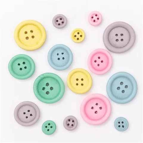 Guziki Drewniane Mix, 30 Szt. - Pastelowe Dpcraft