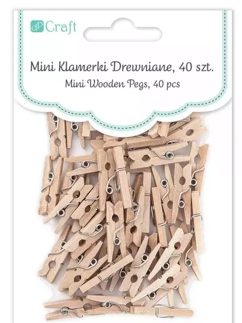 Mini klamerki drewniane 2,5cm 40 sztuk dpCraft
