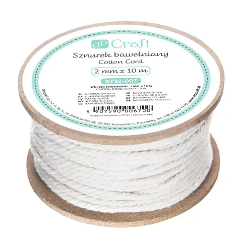 Sznurek Bawełniany Do Makramy, 2Mm X 10M Dpcraft