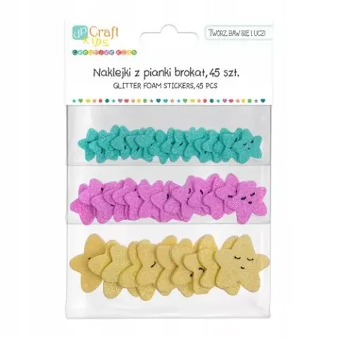Naklejki Z Pianki Brokat - Gwiazdki, 45 Szt. Dpcraft