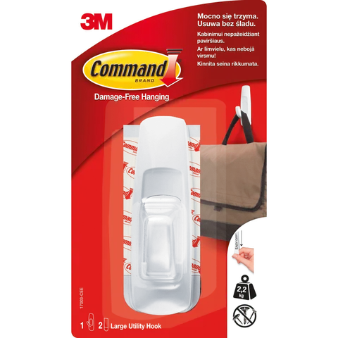 HACZYK WIELOKROTNEGO UŻYTKU COMMAND 3M DUŻY, BIAŁY