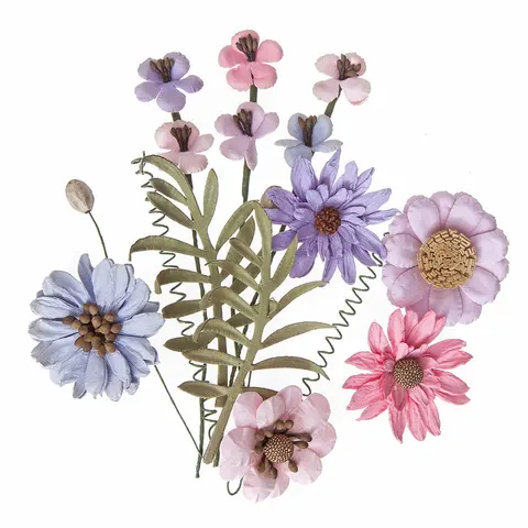 Kwiaty papierowe Pink & Lavender 12 sztuk dpCraft
