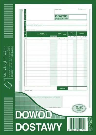 Druk "Dowód Dostawy" A5 MICHALCZYK I PROKOP /315-3/