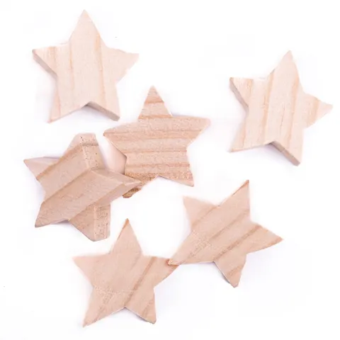 Dekoracje drewniane Gwiazdki 4,7 x 1,5 cm, 6 szt, Dp Craft
