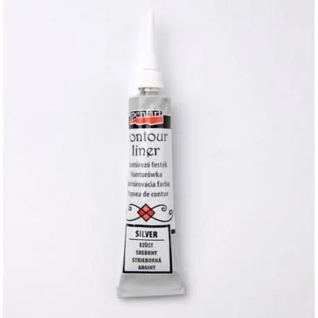 Farba konturowa Refief srebrna z aplikatorem 20 ml, Pentart