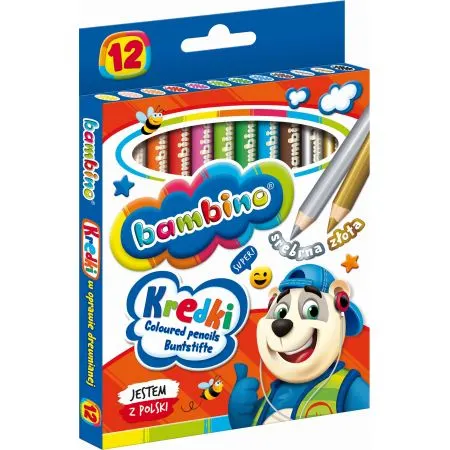 Kredki ołówkowe Jumbo szkolne Bambino 12 kolorów, St.Majewski