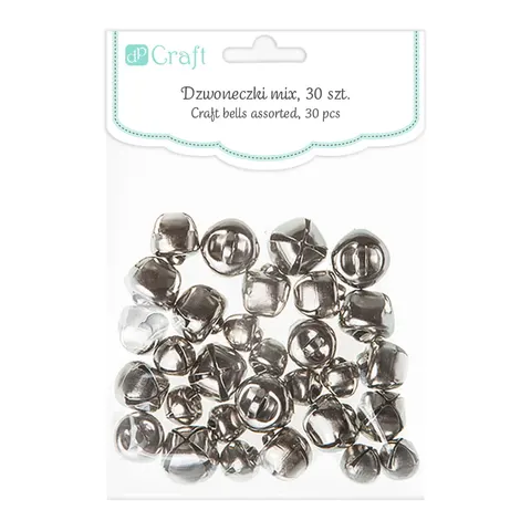 Dzwoneczki metalowe srebrne mix 30 sztuk, Dp Craft