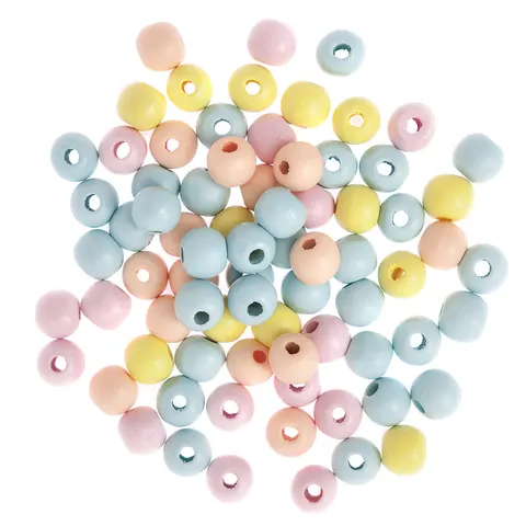 Koraliki drewniane kulki pastelowe 12 mm 40 g, Dp Craft