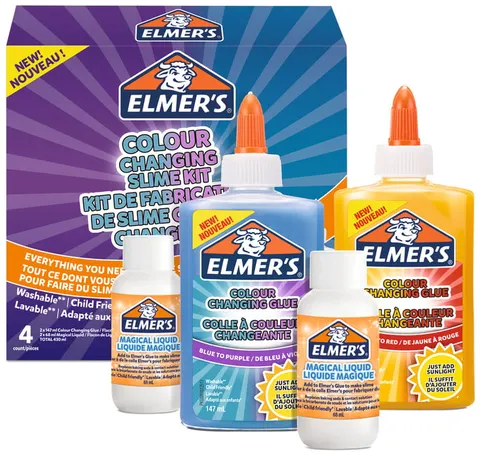 Zrób to sam Gluty Slime starter kleje zmieniające kolory, Elmers
