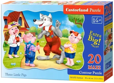 Puzzle 20 elementów MAXI Trzy małe świnki 4+, Castorland