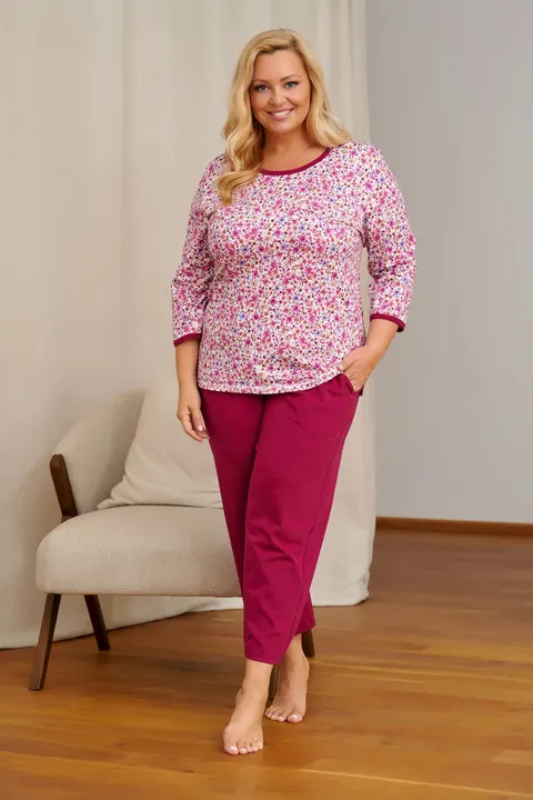 Piżama damska z elastycznej bawełny plus size