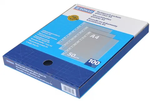 Koszulki na dokumenty krystaliczne A4 100 szt. DONAU 50mic 1772100PL-00B