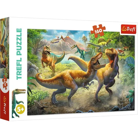 Puzzle 160el Walczące Tyranozaury 41x27,5cm Trefl