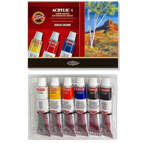 Farby akrylowe 6 kolorów 16ml 162701 KOH-I-NOOR
