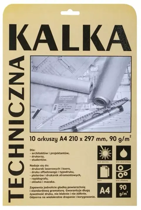 Kalka kreślarska techniczna A4 90g. 10 arkuszy DA4910 KOH-I-NOOR