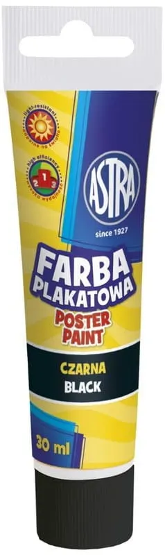 Farba Plakatowa Astra 30ml Czarna Tuba
