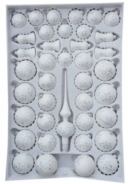 Zestaw dekorowany 39 szt. biała porcelana