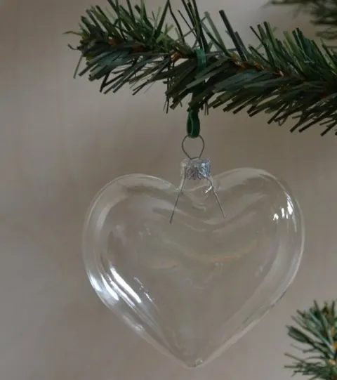 Bombki przezroczyste SERCE DUŻE 1szt