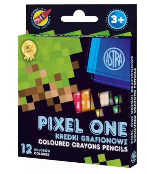 Kredki grafionowe świecowe ASTRA PIXEL ONE 12 kolorów