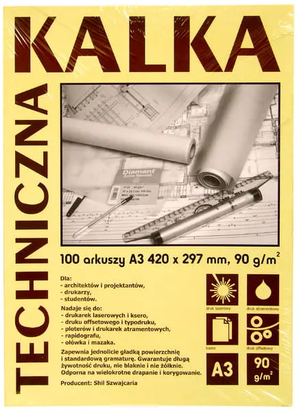 Kalka kreślarska techniczna A3 90g 100 arkuszy, Sihl