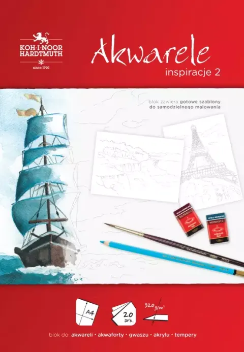 Blok do akwareli A4 KOH-I-NOOR Inspiracje 2 - 320 g/m² - 20 ark.