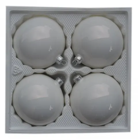Bombki gładkie 10 cm 4 szt. biała porcelana