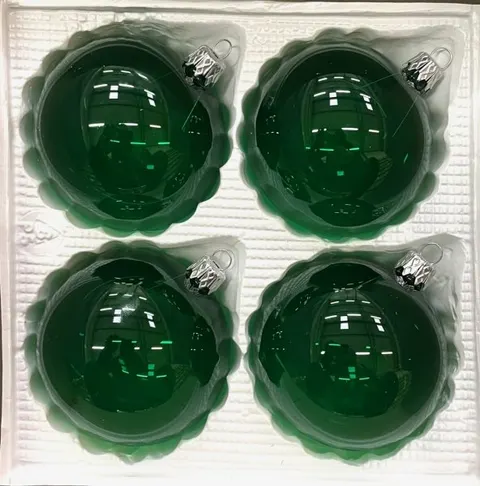 Bombki gładkie 8 cm 4 szt zielone przezroczyste