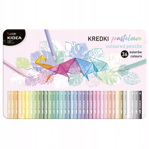 Kredki trójkątne pastelowe 36 kolorów KIDEA