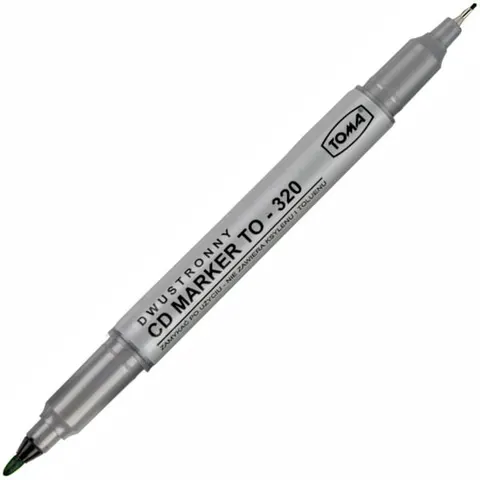 Marker permanentny do płyt CD zielony 0,5-0,8 mm dwustronny Toma