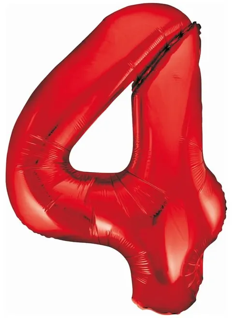 Balon foliowy Cyfra 4 czerwona 85 cm, GoDan