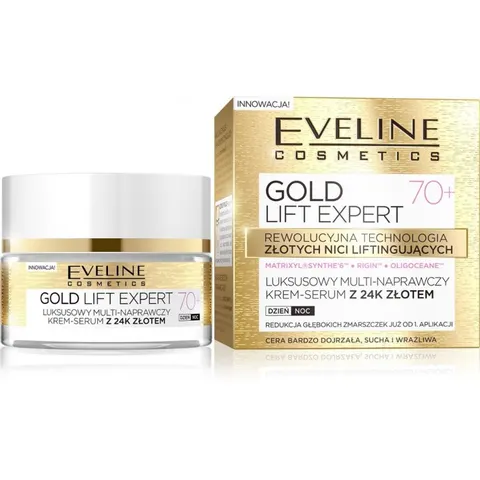 EVELINE GOLD LIFT Krem-serum do twarzy 70+, MULTINAPRAWCZY, 50 ml