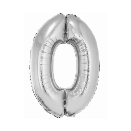 Balon foliowy Cyfra 0 srebrna 76 cm, GoDan