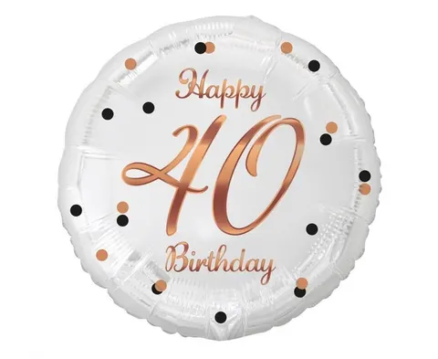 Balon foliowy cyfra 40 Happy Birthday biały 36 cm, Godan