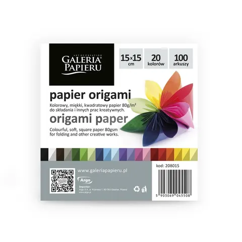 Galeria Papieru Papier do origami mix kolorów 15x15cm 100ark./opak. 80g/m2