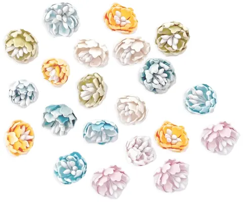 Kwiaty papierowe Kamelie 1,5 cm 21 sztuk tęczowe Dp Craft