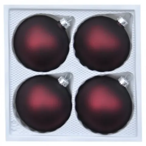 Bombki gładkie 8cm 4szt bordo mat