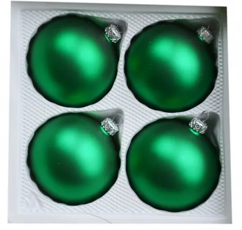 Bombki gładkie 8cm 4szt zielony mat