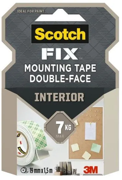 Taśma dwustronna montażowa 19 mm x 1,5 m do wnętrz biała 7 kg, Scotch