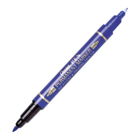 Marker dwustronny permanentny do płyt CD/DVD niebieski 0,6 - 1,2 mm N75W, Pentel