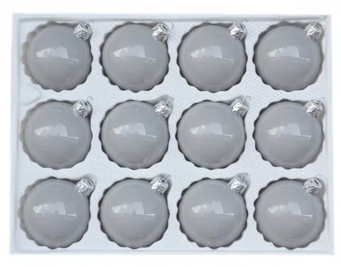 Bombki gładkie 6 cm 12 szt szara porcelana