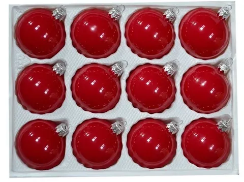 Bombki gładkie 6 cm 12 szt czerwona porcelana
