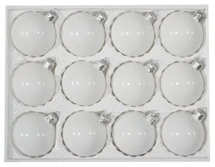 Bombki gładkie 6 cm 12 szt biała porcelana