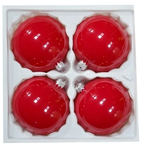 Bombki 10 cm 4 szt czerwona porcelana