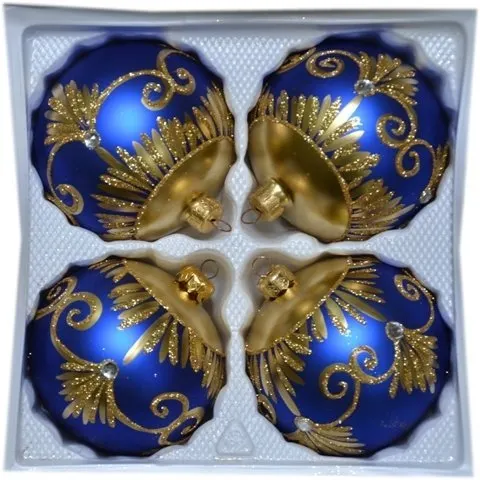 Bombki dekorowane10 cm 4 szt niebieski mat