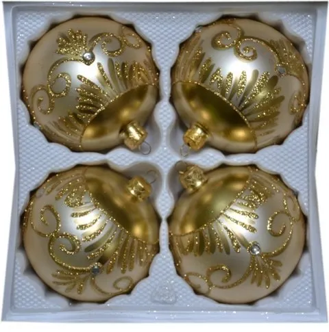 Bombki dekorowane10 cm 4 szt ecru mat