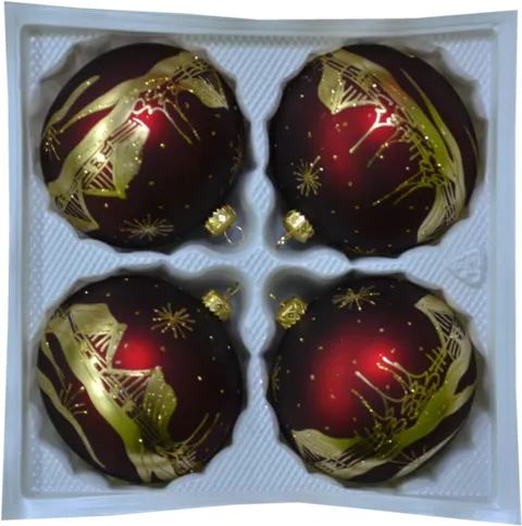 Bombki dekorowane10 cm 4 szt bordo mat