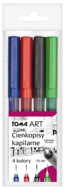 Cienkopisy kapilarne 0,5mm 4 kolory TO-347 TOMA