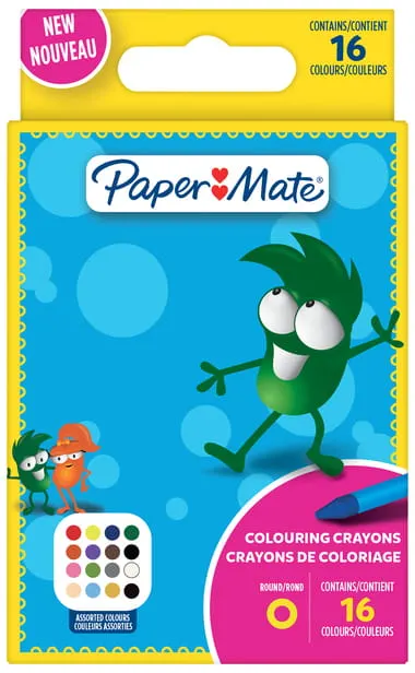 Kredki świecowe zestaw 16 kolorów, Paper Mate