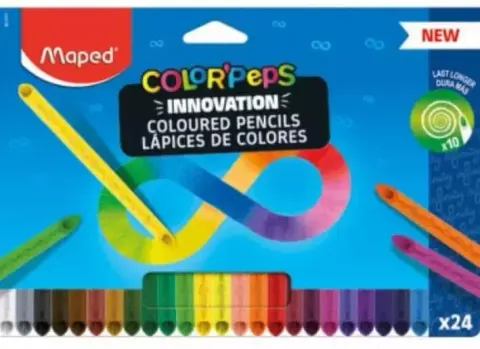 Kredki dla dzieci bez temperowania 24 kolory Infinity z grafitu, Maped